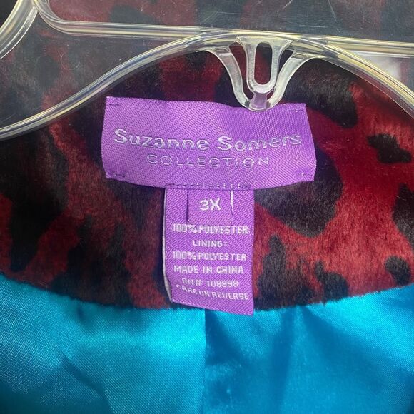 Vtg Suzanne Somers Collection 3X Oprea coat red /Black flair - Picture 9 of 9